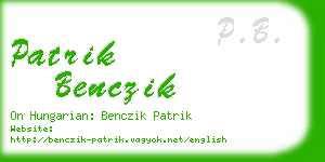 patrik benczik business card